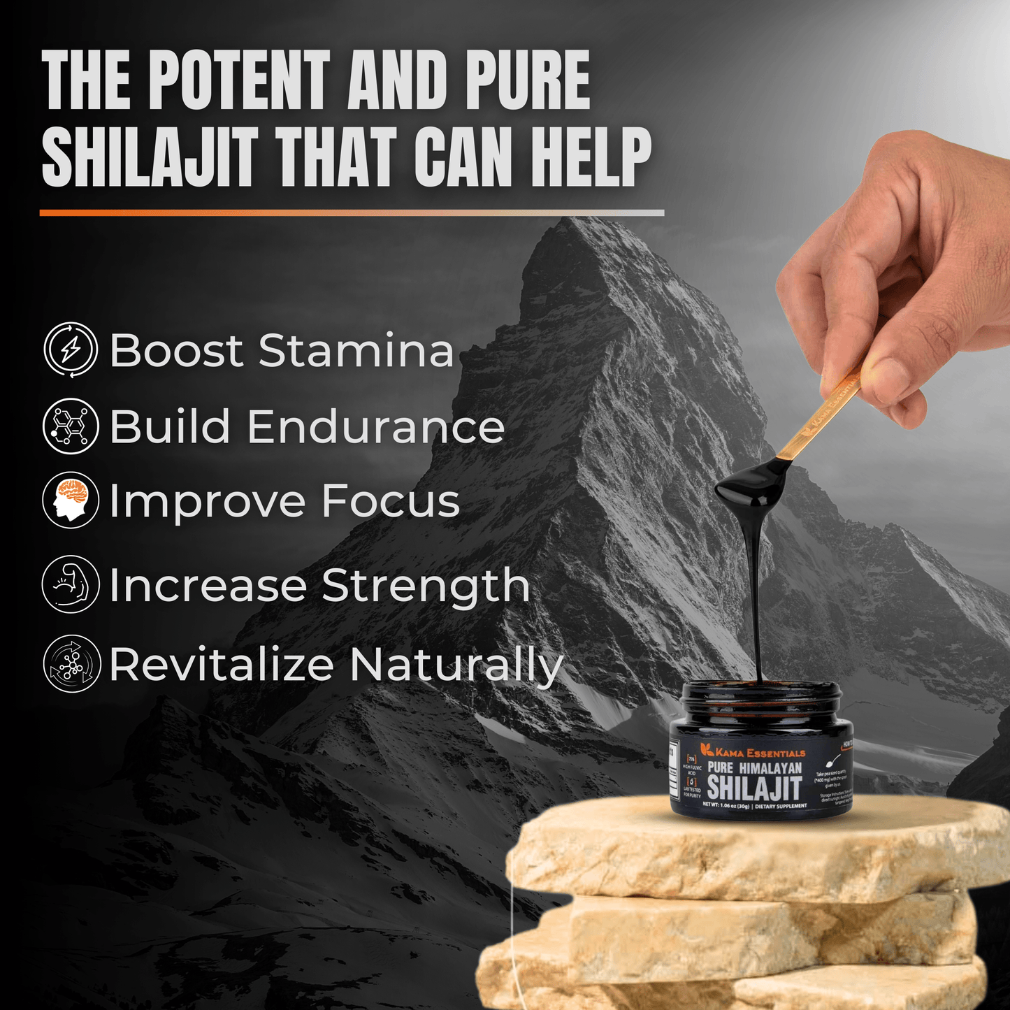 Golden Grade A Himalayan Shilajit Resin – Premium Shilajit for Men & Women – Boosts Energy & Immunity – Packed with 85+ Trace Minerals & 75%+ Fulvic Acid – Lab-Tested, 30g